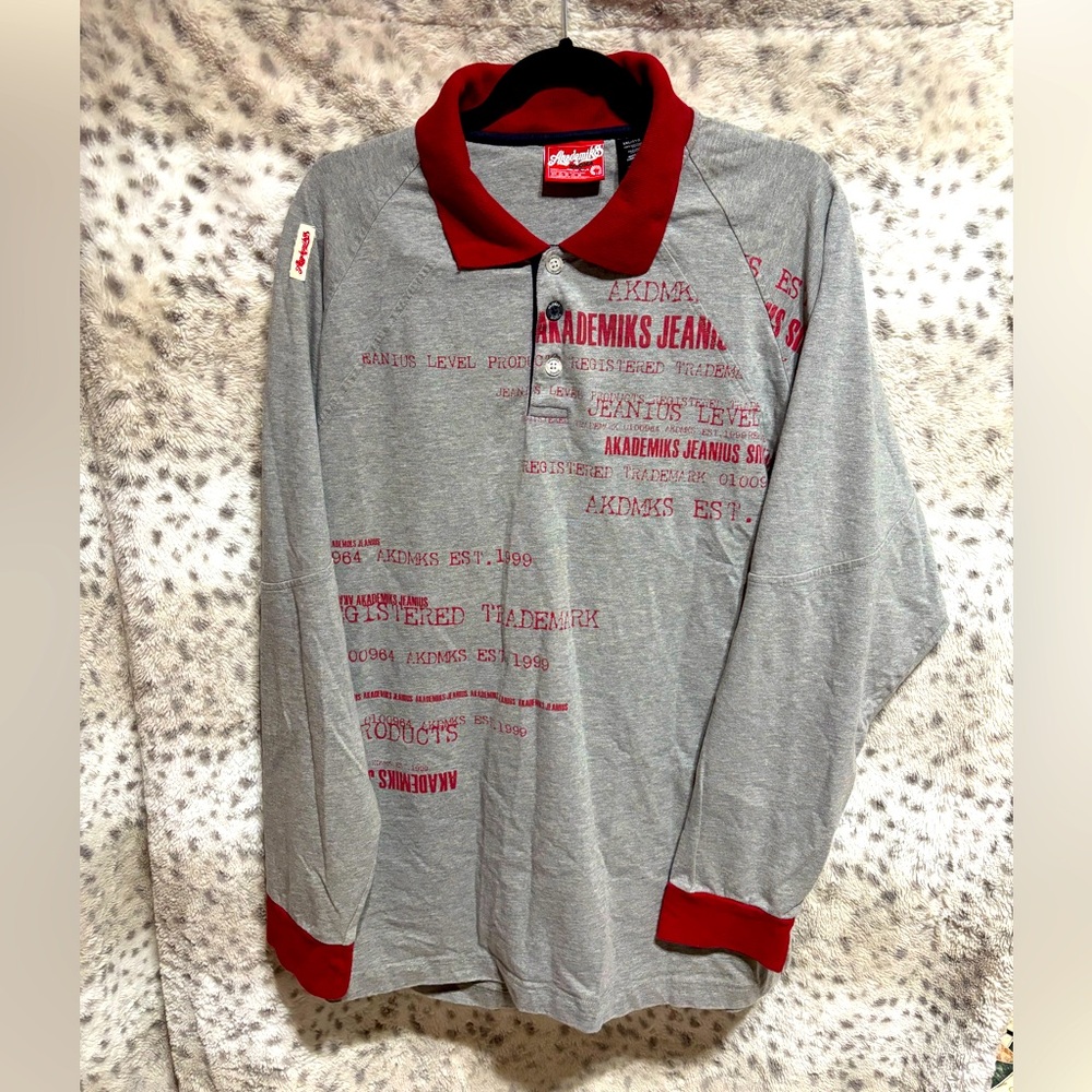 MENS VINTAGE AKADEMIKS LONG SLEEVE POLO